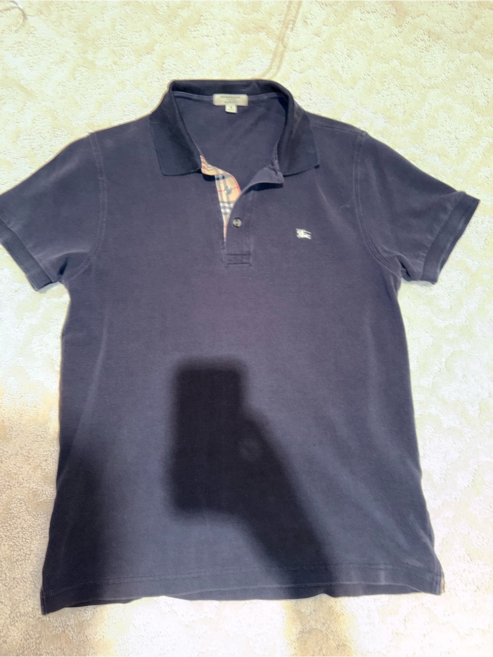 Burberry Navy Blue Polo with Signature Logo - Picture 3 of 5